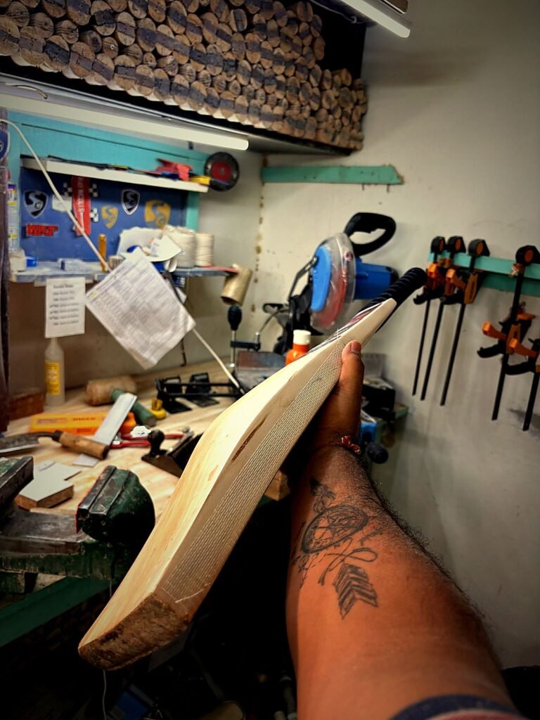 Checking a cricket bat profile after face repair
