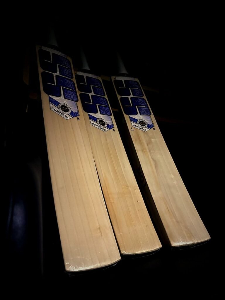 Refurbished cricket bats with fresh stickers